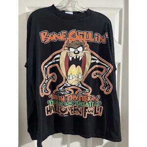 Vintage 1996 Looney Tunes Taz Tasmanian Devil Halloween Long Sleeve Shirt XL